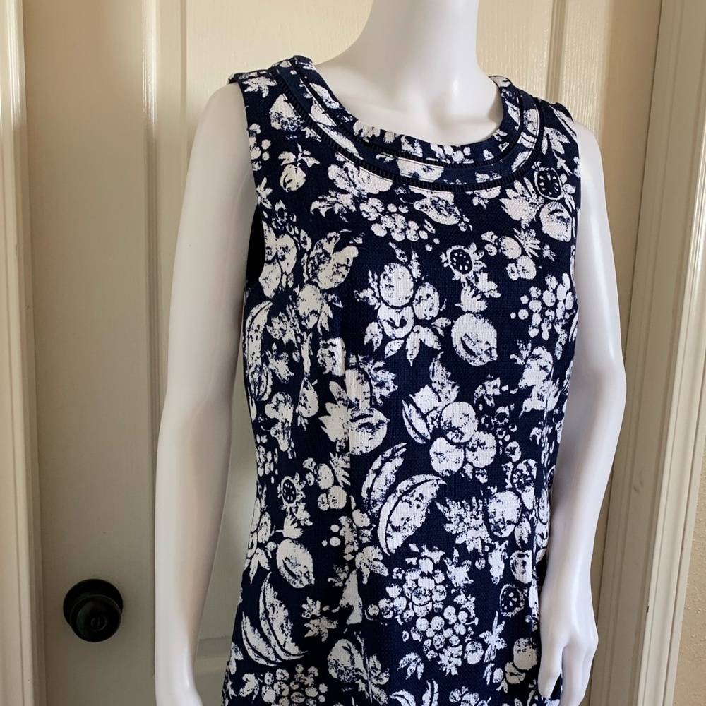 Talbots White Fruit Print Woven Lined Sheath Dress - Picture 6 of 14